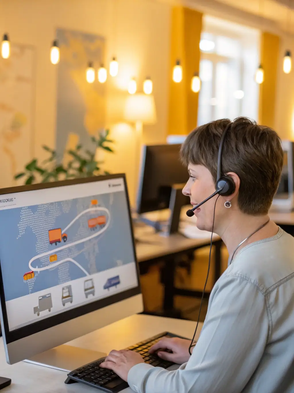An image of a friendly support agent assisting a driver remotely, showcasing Ontrack Logistics' commitment to providing reliable and accessible support.