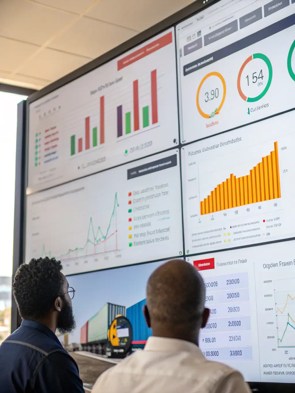 An image representing transparent communication between Ontrack Logistics and a carrier, showing data and updates on a dashboard.